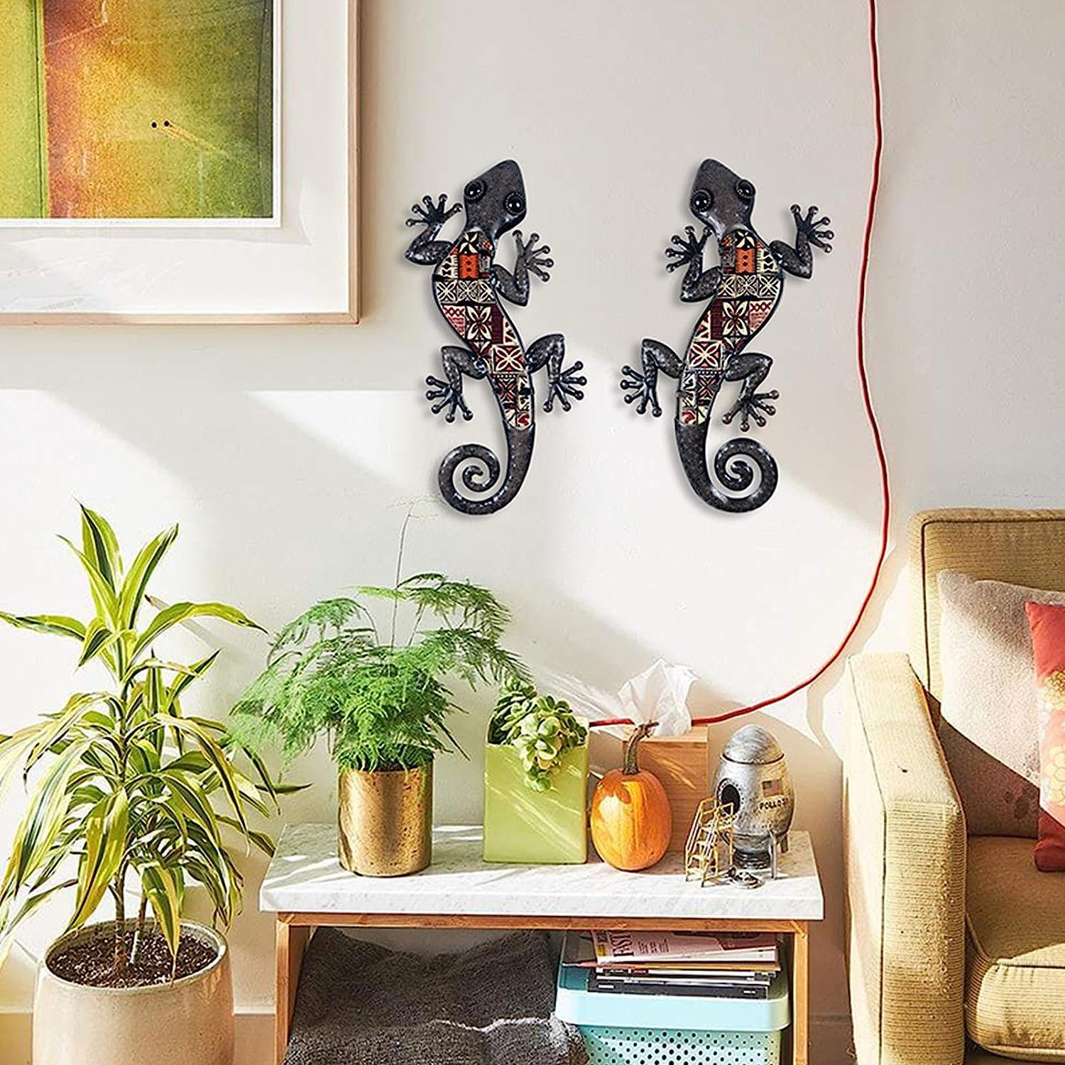 Amazon.co.jp: トカゲメタルウォールアート,彫刻装飾メタルウォール